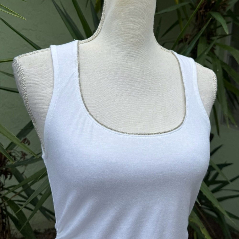 Silver Chain Trim White Tank Top